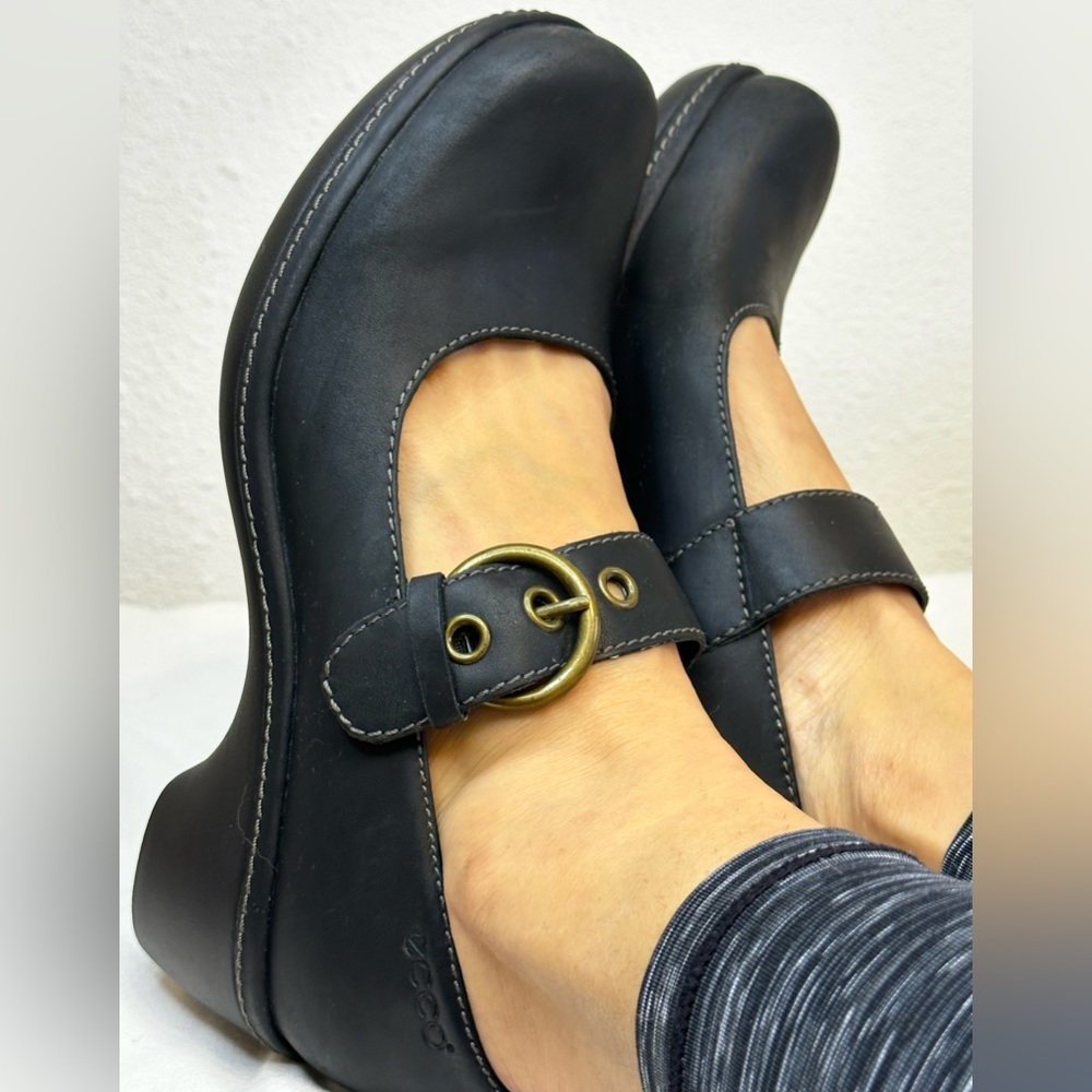 ⚡️ECCO Sussex Black Mary Jane Buckle Heel Shoes🔥